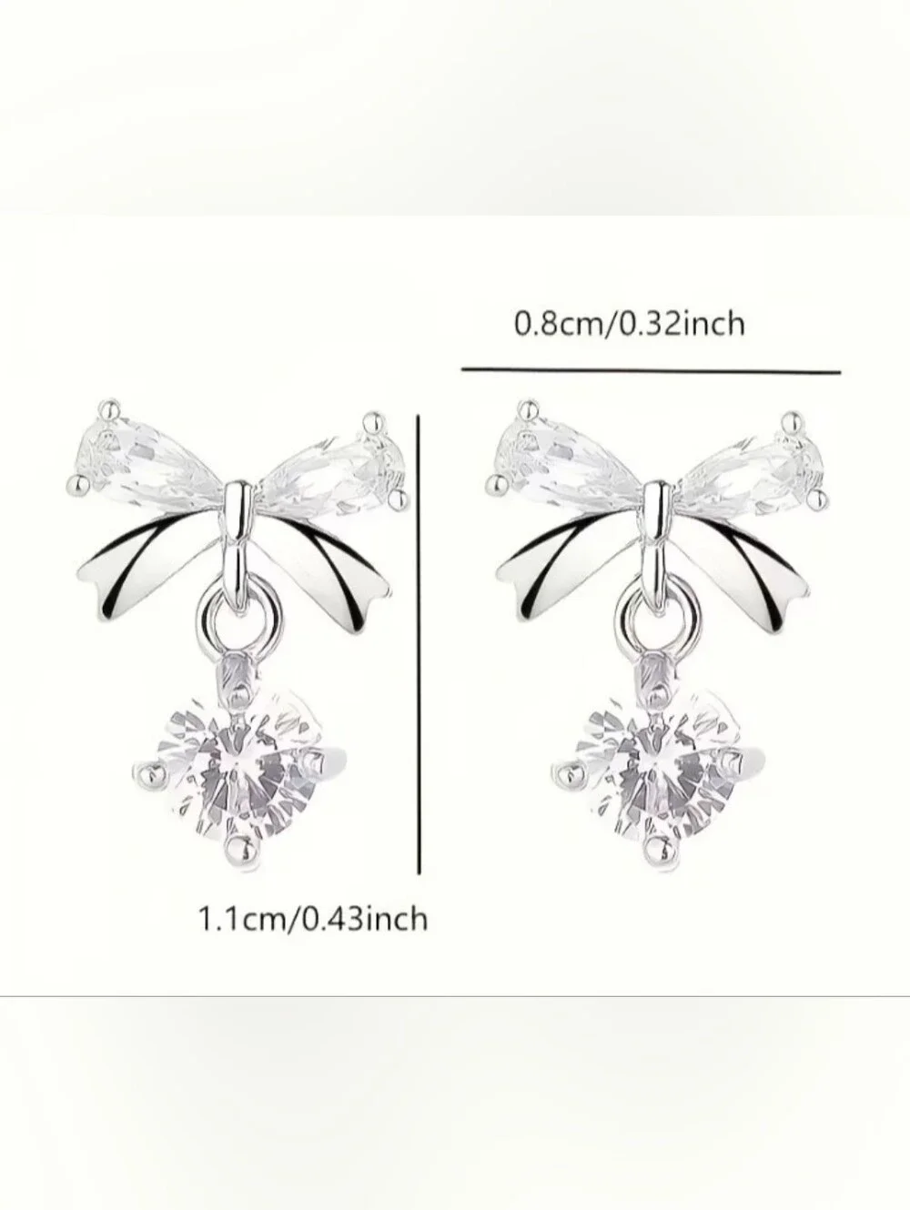 $8 Each Or Bundle 5/$20 Sterling Silver Bow Drop Cubic Zirconia Earrings